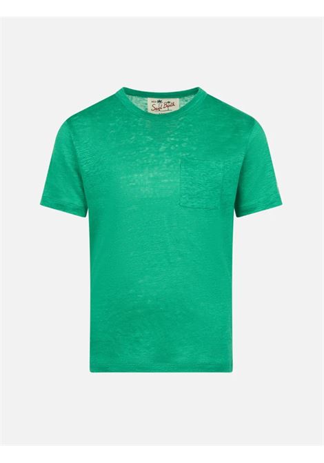 T-shirt in lino con logo SAINT BARTH | ALE0001 ALEX00287F 57 GREEN
